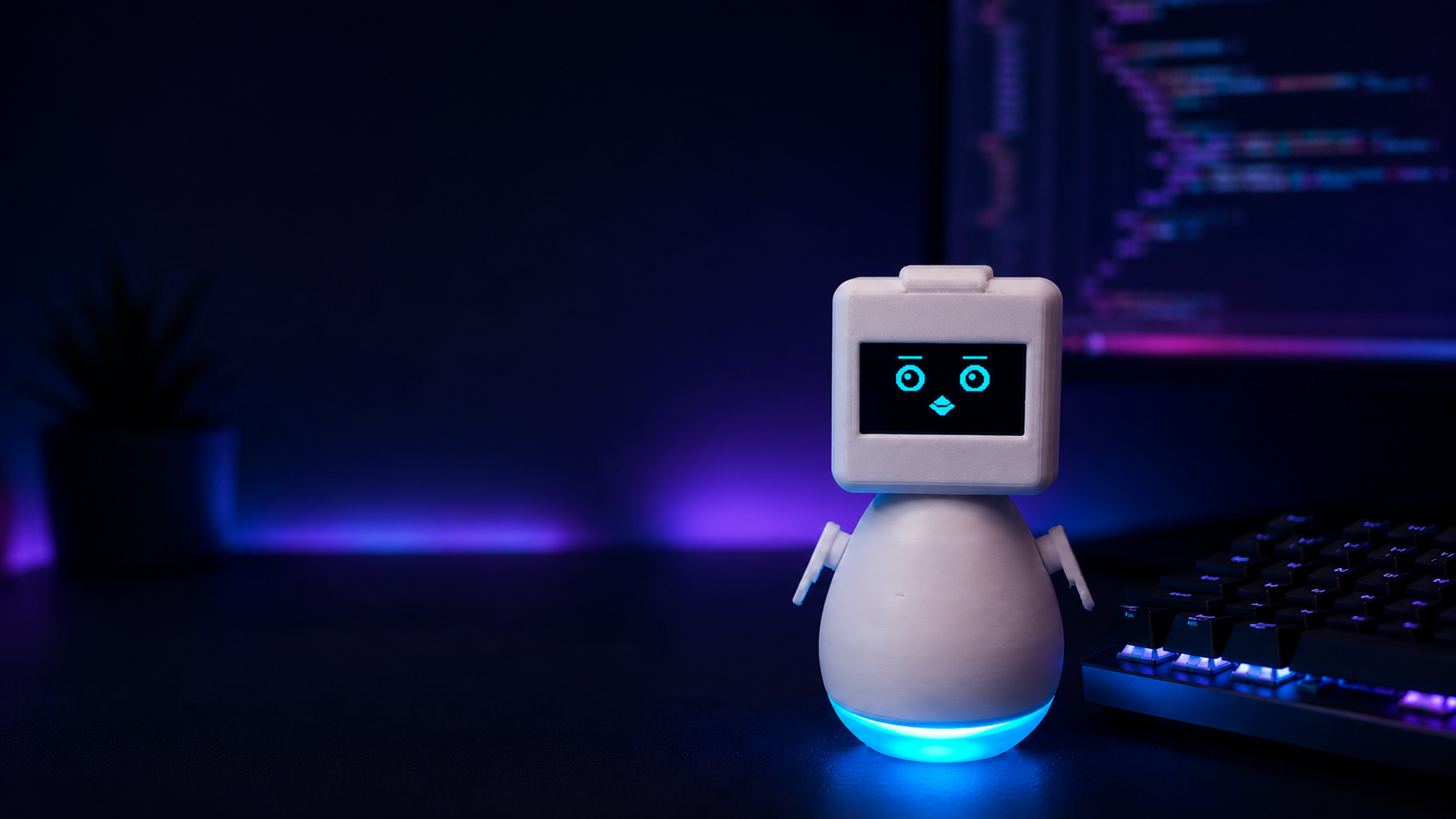 DZbotics Nameless companion robot on a desk